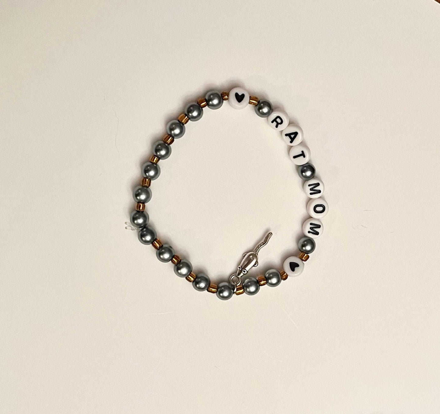 Rat Mom armband för råttägare Present I love rats Smycken Elastiskt armband med pärlor för råttälskare
