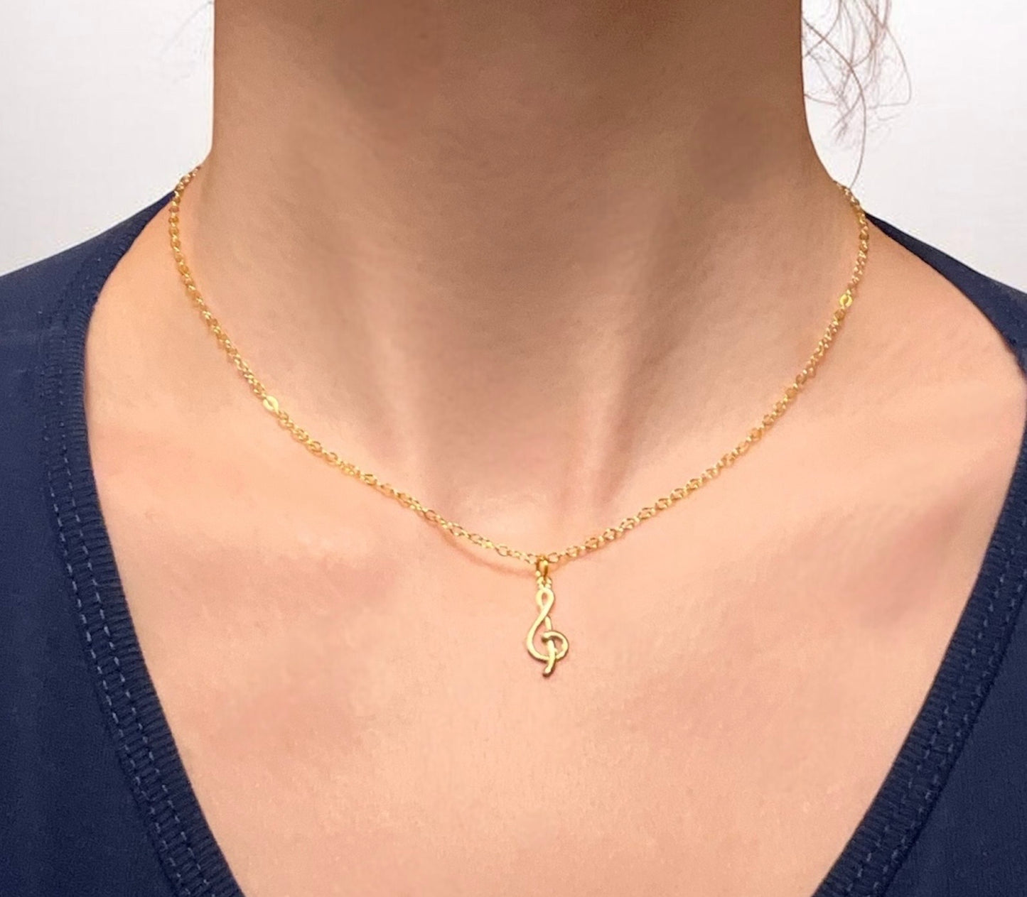 Treble Clef Necklace G-clef Charm Music Necklace Note Gold  Imitation