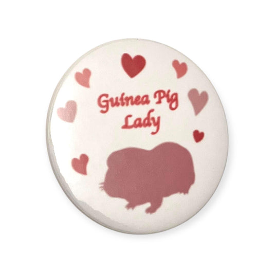 Pinback Button Guinea Pig Lady Pin Guinea Pig Badge Pink Guinea Pig for Guinea Pig Mom  Gift