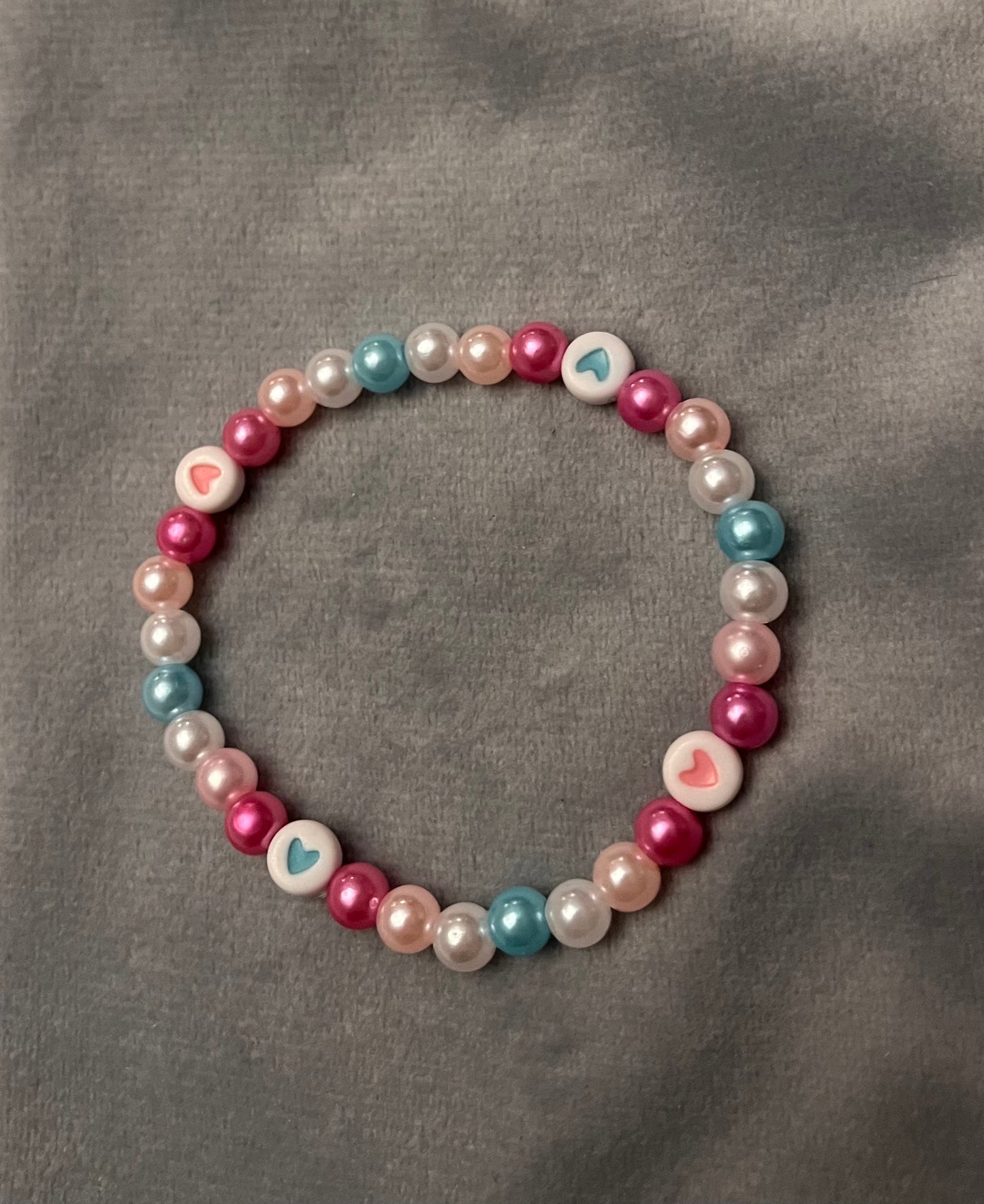 Femboy Bracelet Beaded Elastic with Hearts for Pride Season LGBTQ+ Jewelry Femboy flag colors