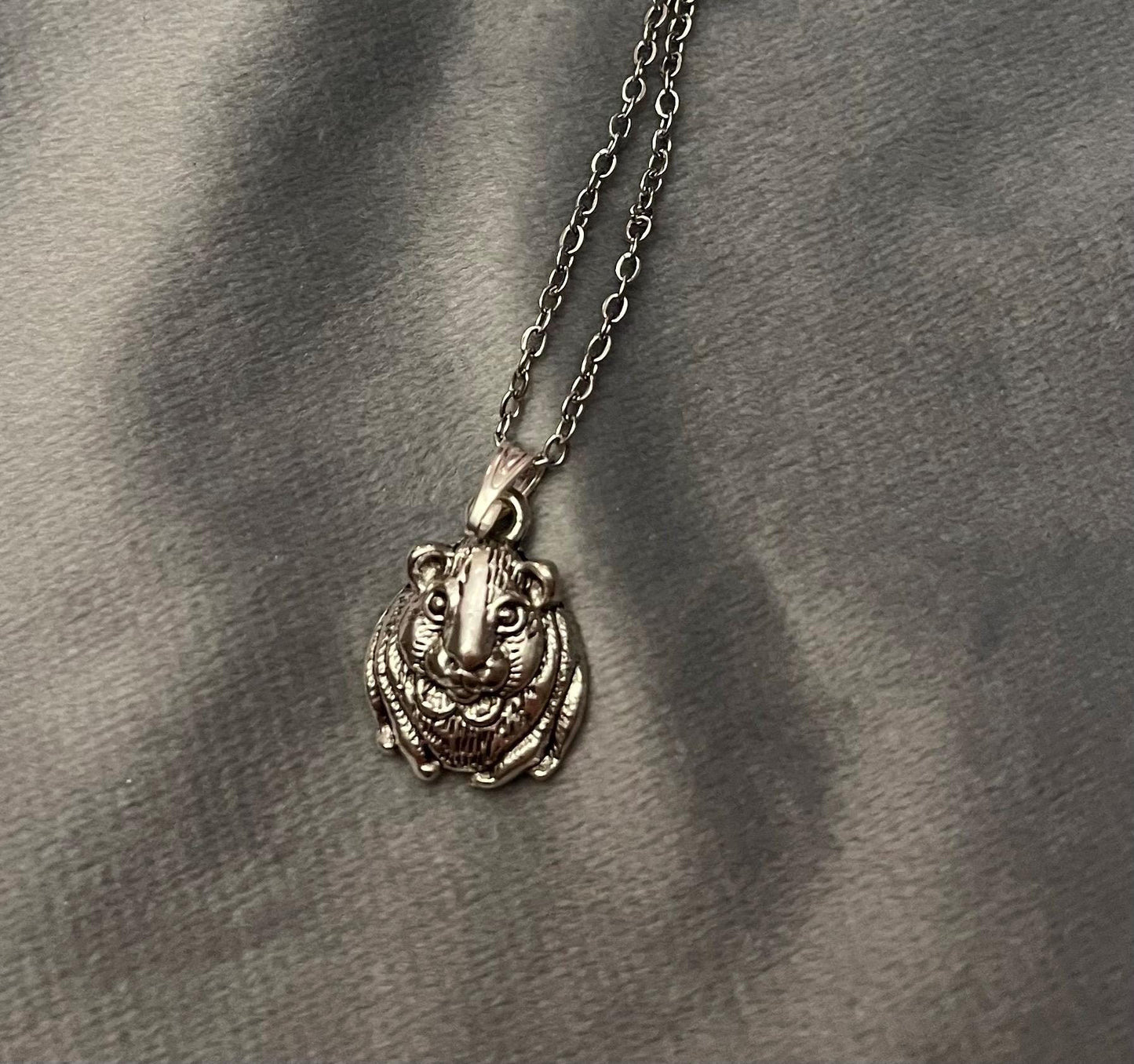 Guinea Pig Necklace Silver Imitation Minimalistic Jewelry for Guinea Pig Lover Gift for Guinea Pig Owner I love Guinea Pigs