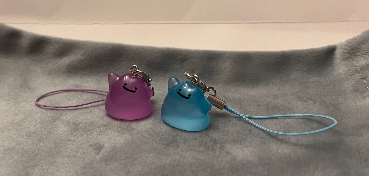 Luminous Ditto Phone Charm Pokémon Jewelry Ditto Keychain Pokémon Shiny Ditto Phonestrap for Pokémon Fan Gift