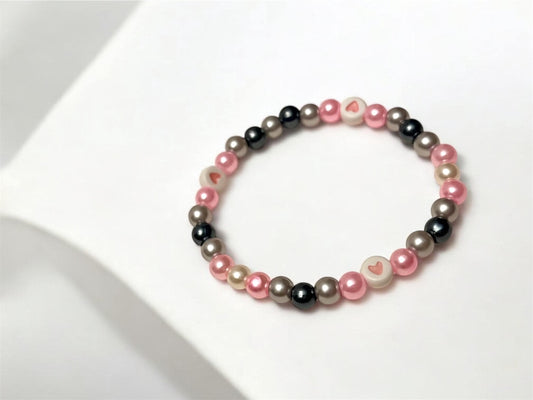 Demigirl Bracelet Beaded Elastic with Hearts for Pride Season LGBTQ+ Jewelry Demigirl flag colors Jewelry Demi girl  Bracelet