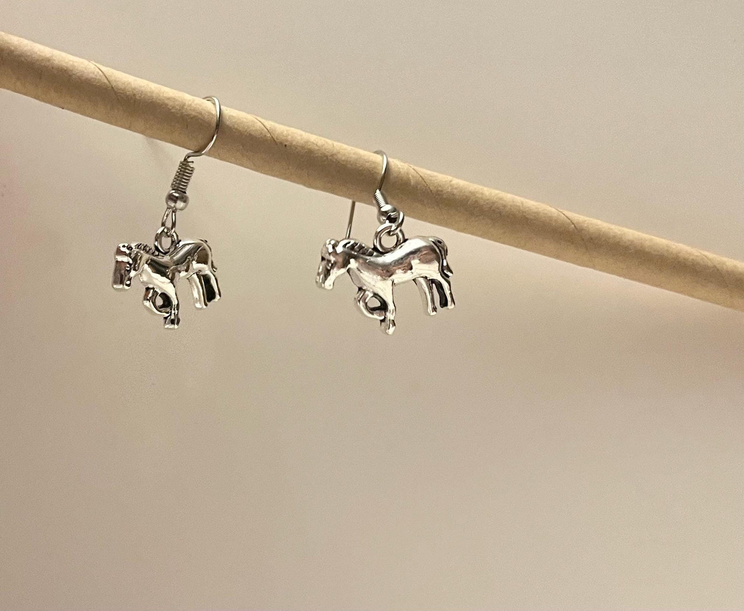 Horse Earrings Silver Imitation Minimalistic Jewelry for Horse Lover Gift Animal Earrings Stainless Steel