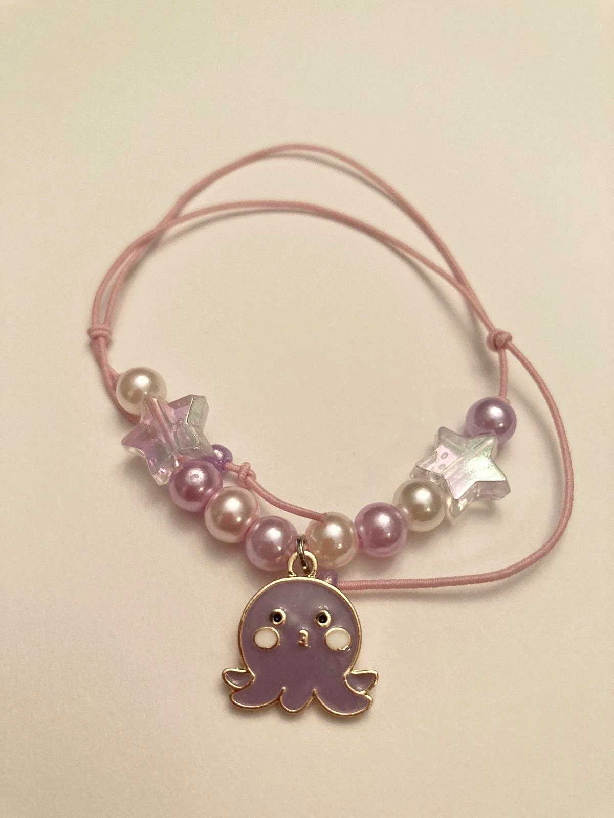 Sött armband bläckfist rosa lila sommar justerbart armband 