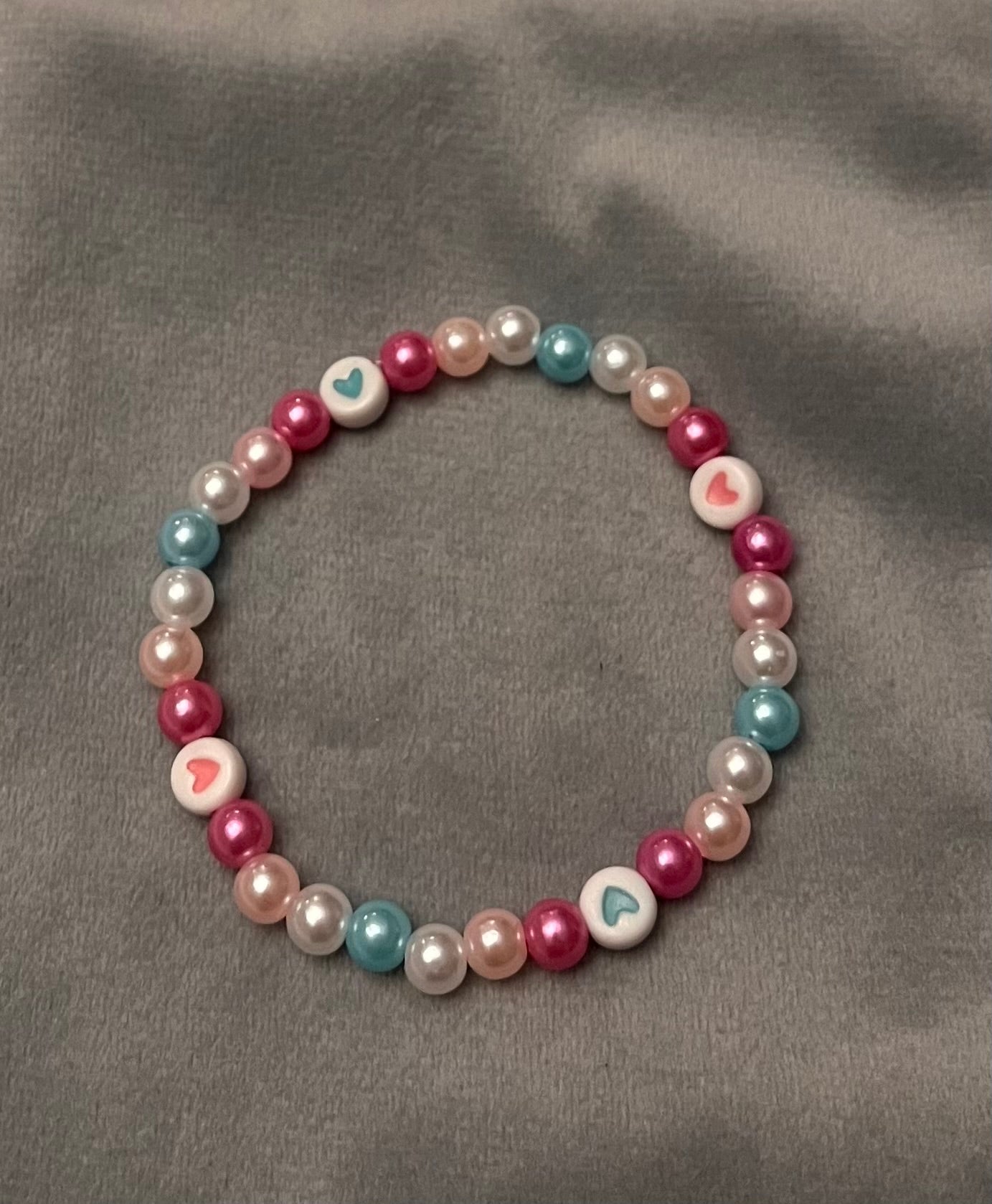 Femboy Bracelet Beaded Elastic with Hearts for Pride Season LGBTQ+ Jewelry Femboy flag colors
