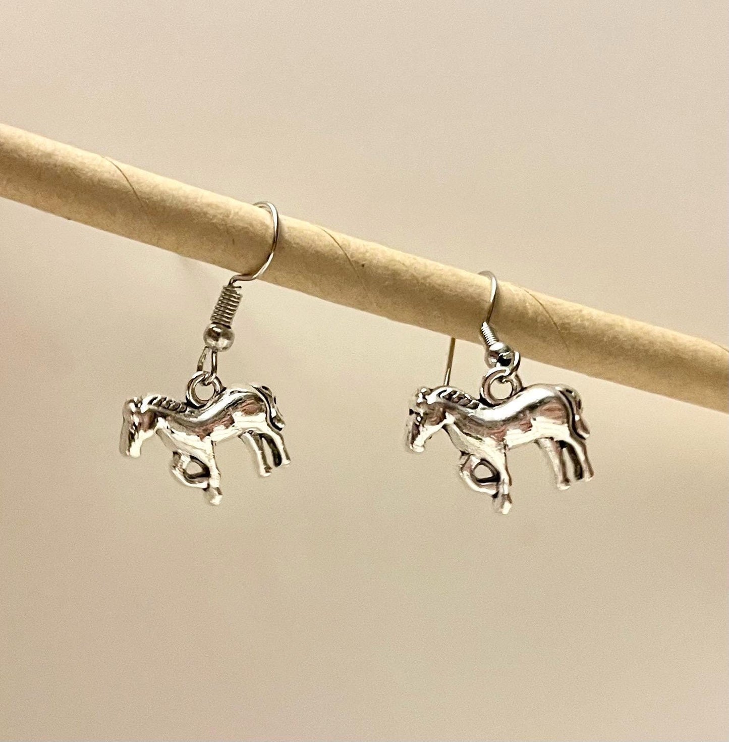 Horse Earrings Silver Imitation Minimalistic Jewelry for Horse Lover Gift Animal Earrings Stainless Steel