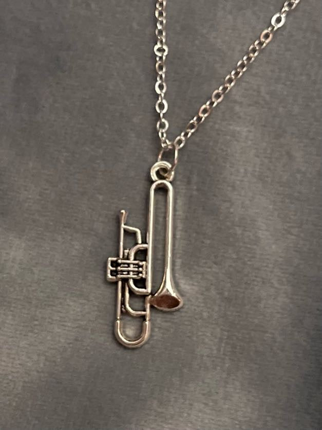 Trumpet Necklace Instrument Charm Music Necklace Silver Imitation