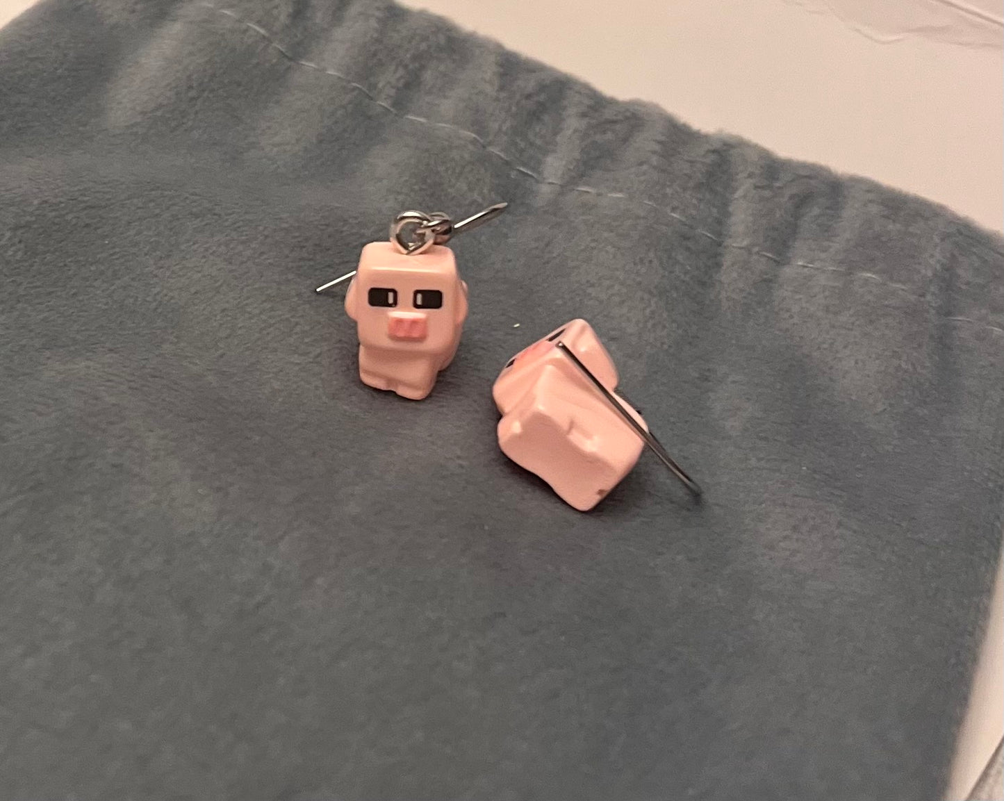 Minecraft Pig Earrings Drop Dangle Minecraft Jewelry Pig Charms