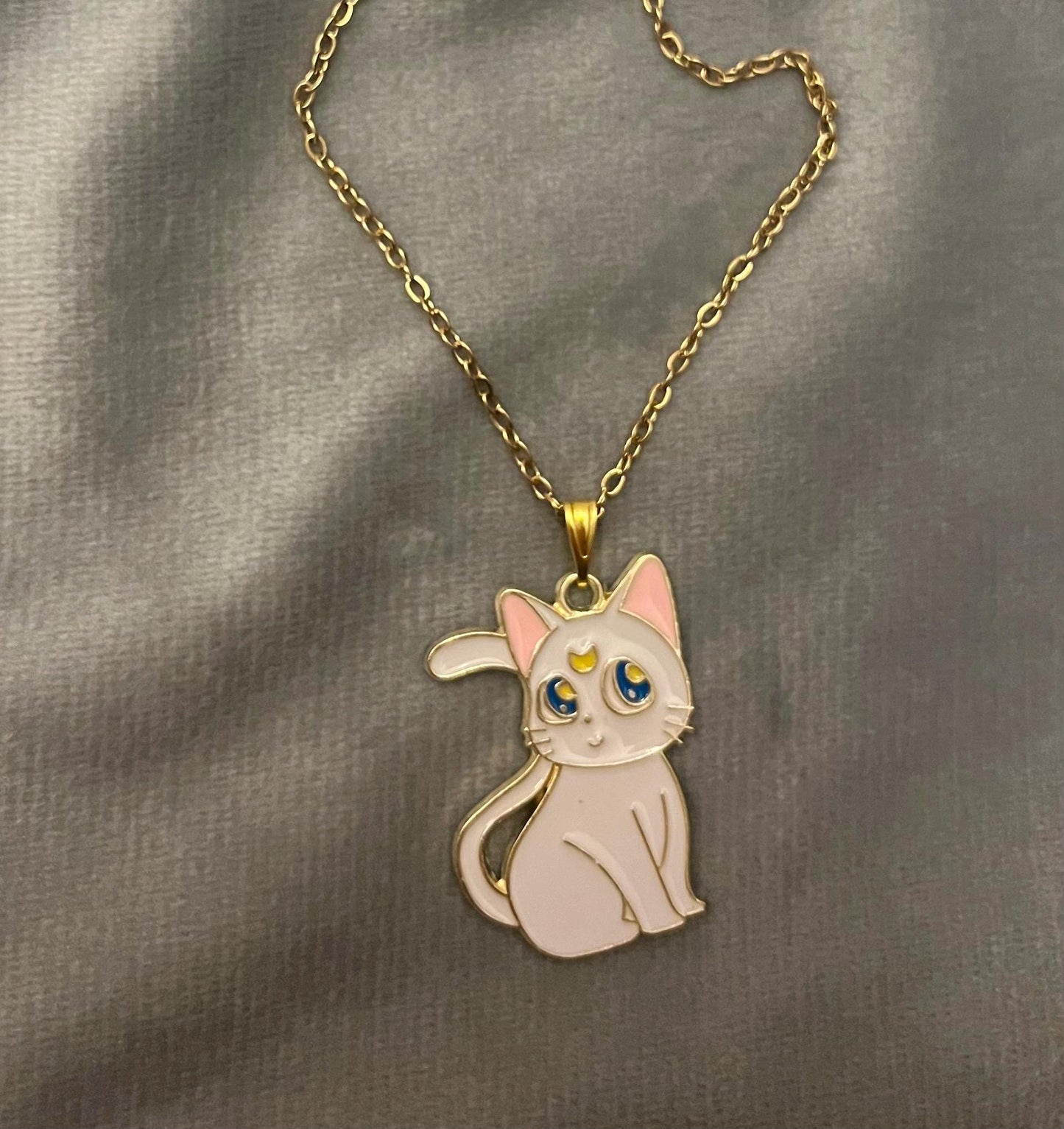 Sailor Moon Necklace Luna Artemis Necklace Anime Jewelry Gift for Sailor Moon fan Sailor Moon Merchandise Gold Imitation Luna Necklace