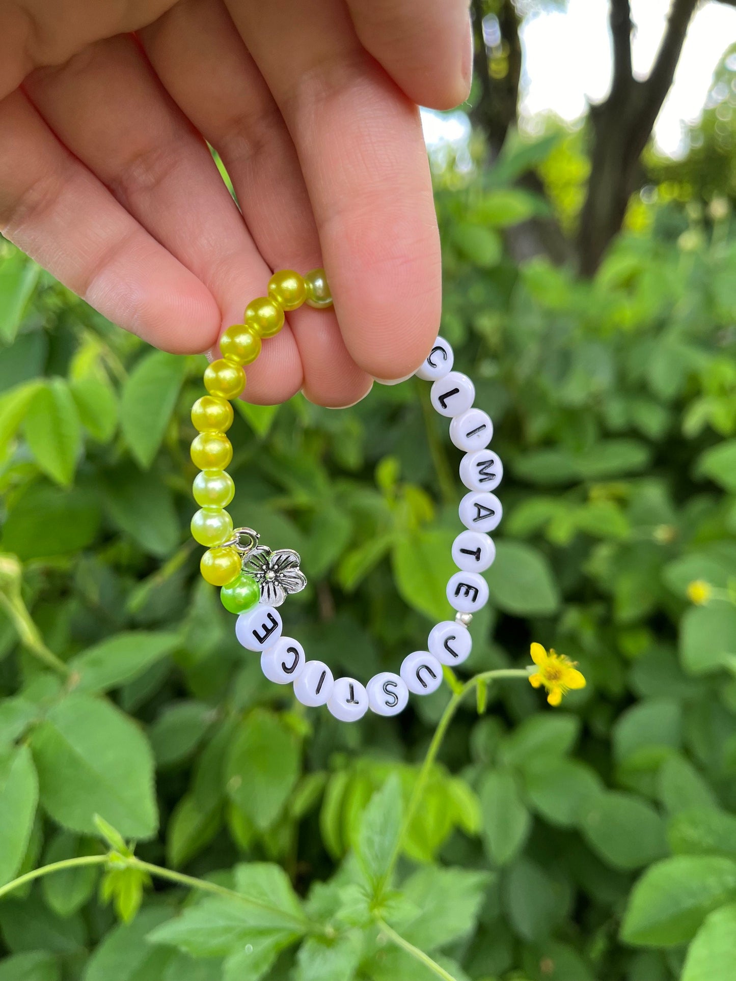 CLIMATE JUSTICE Armband pärlat elastiskt armband för miljöaktivist present till naturälskare Klimat smycken