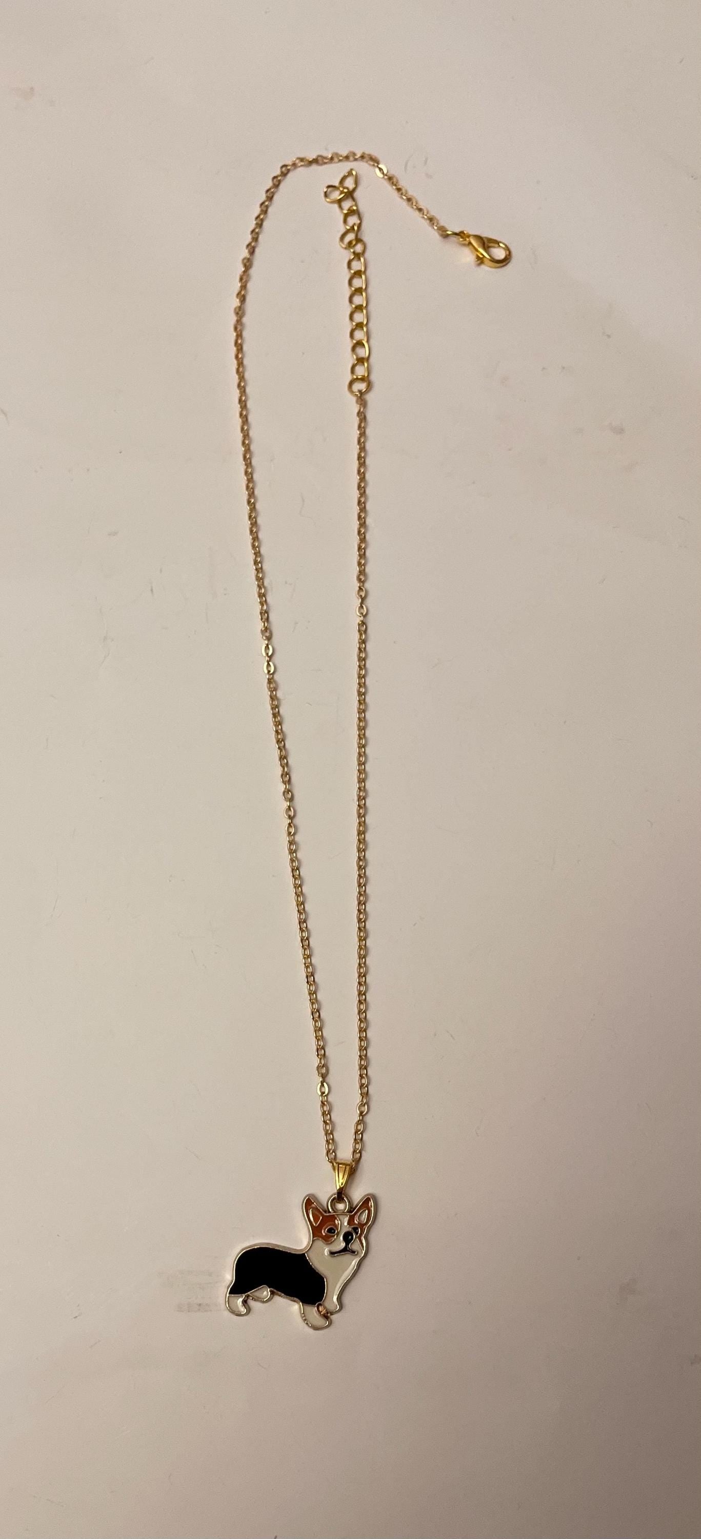 Corgi Necklace Gold Imitation Necklace for Corgi Lover Gift for Corgi Owner I love Corgis  Jewelry Dog Necklace