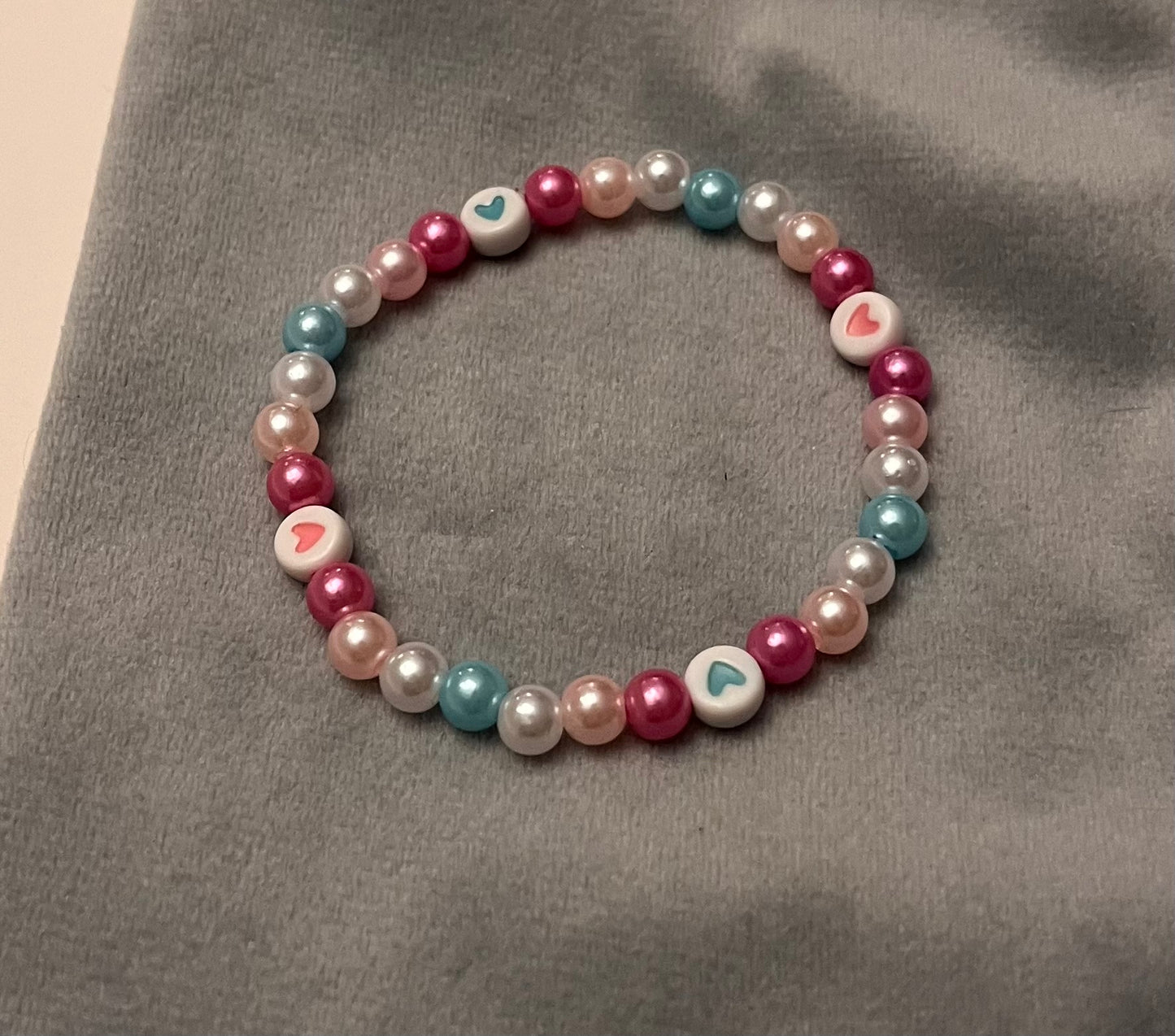 Femboy Bracelet Beaded Elastic with Hearts for Pride Season LGBTQ+ Jewelry Femboy flag colors