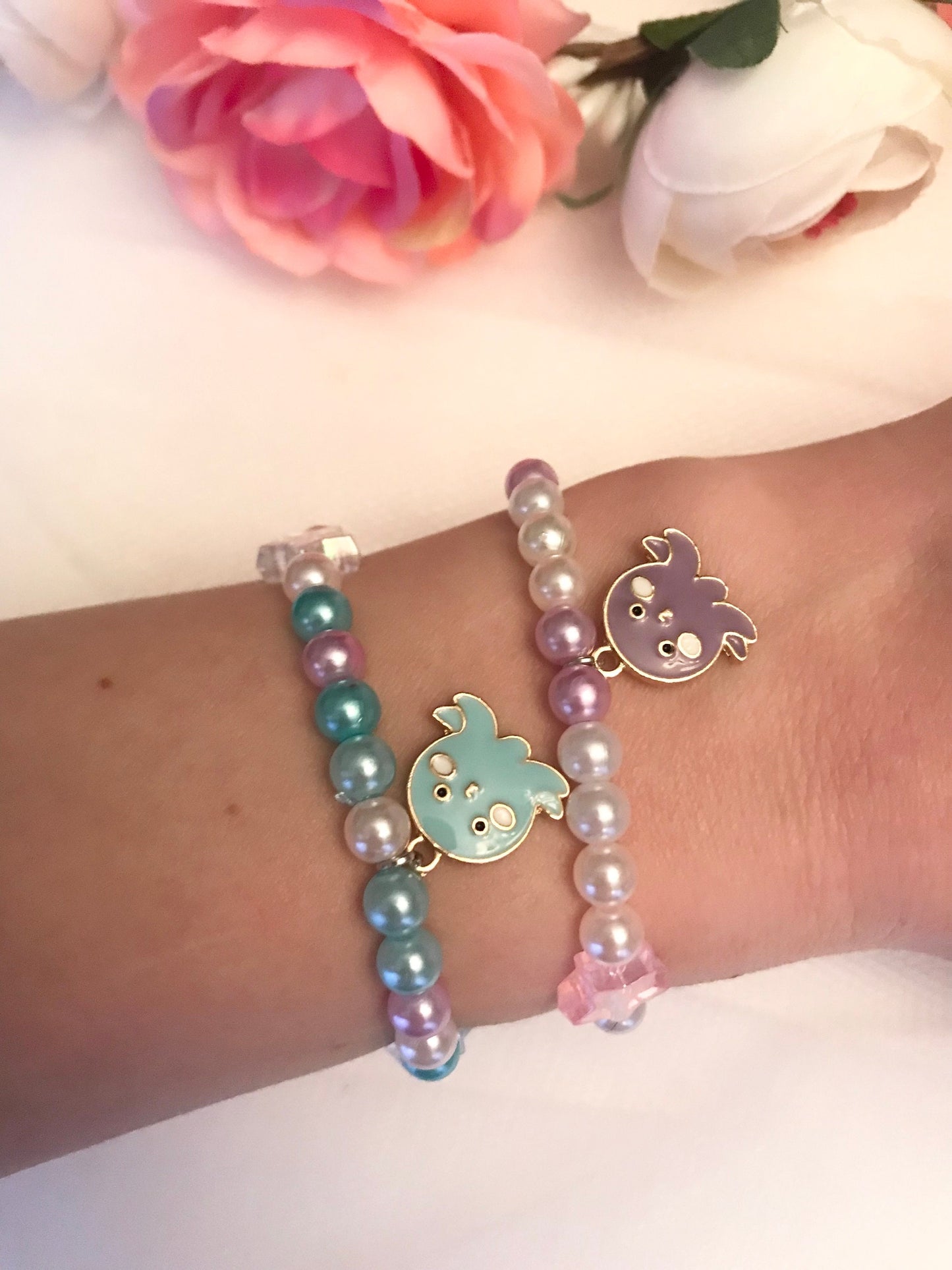 Bracelet Summer Design with Octopus Charm Cute Gift for Kids Happy Blue and Pink Beads Stars Jewelry GIft for Daughter