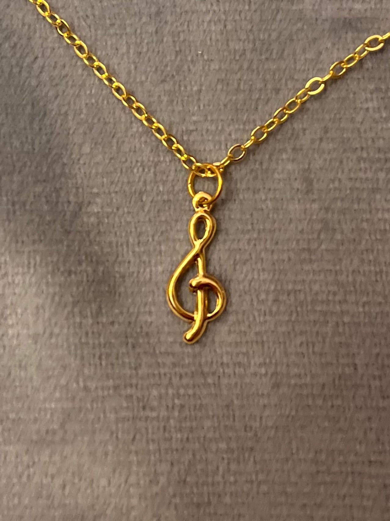 Treble Clef Necklace G-clef Charm Music Necklace Note Gold  Imitation