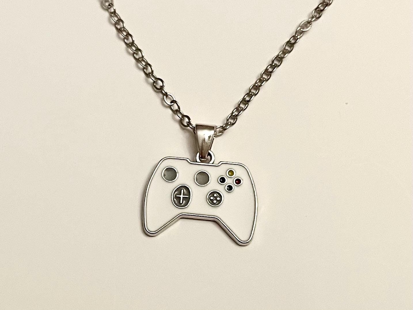 Spelkontroll halsband för gamer Present Tv-spel smycke Handkontroll berlock Spelhalsband Rostfritt stål