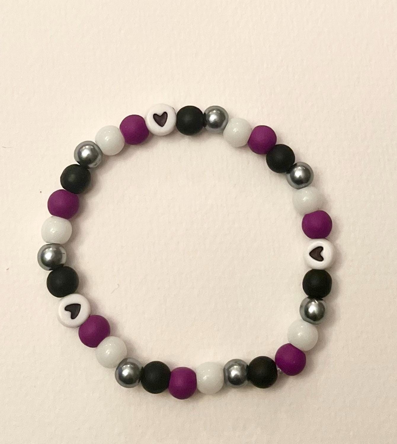 Armband Asexuell Pärlarmband med hjärtan för Pride-säsongen HBTQ+ smycken Asexuella flaggan