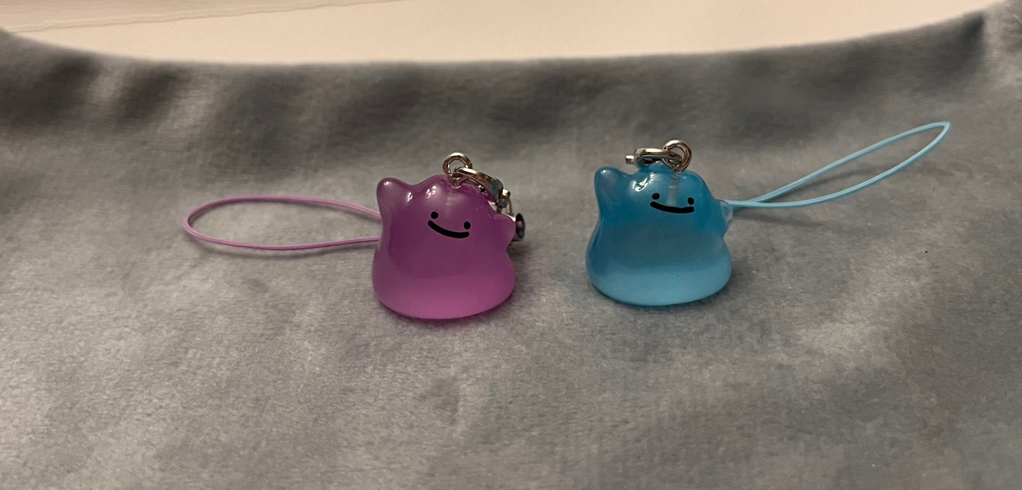 Luminous Ditto Phone Charm Pokémon Jewelry Ditto Keychain Pokémon Shiny Ditto Phonestrap for Pokémon Fan Gift