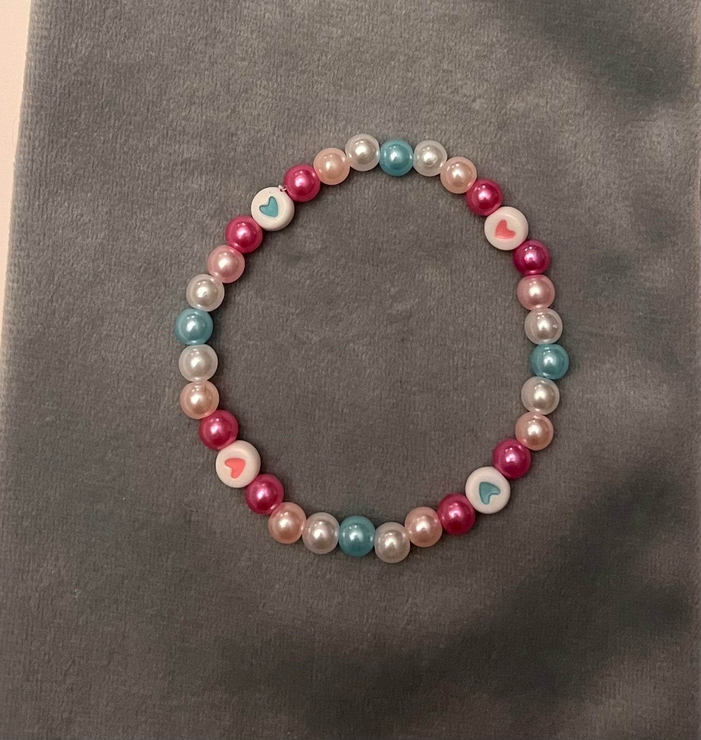 Femboy Bracelet Beaded Elastic with Hearts for Pride Season LGBTQ+ Jewelry Femboy flag colors