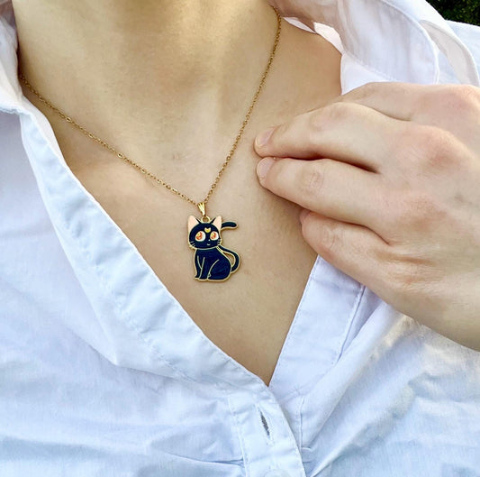 Sailor Moon Necklace Luna Artemis Necklace Anime Jewelry Gift for Sailor Moon fan Sailor Moon Merchandise Gold Imitation Luna Necklace