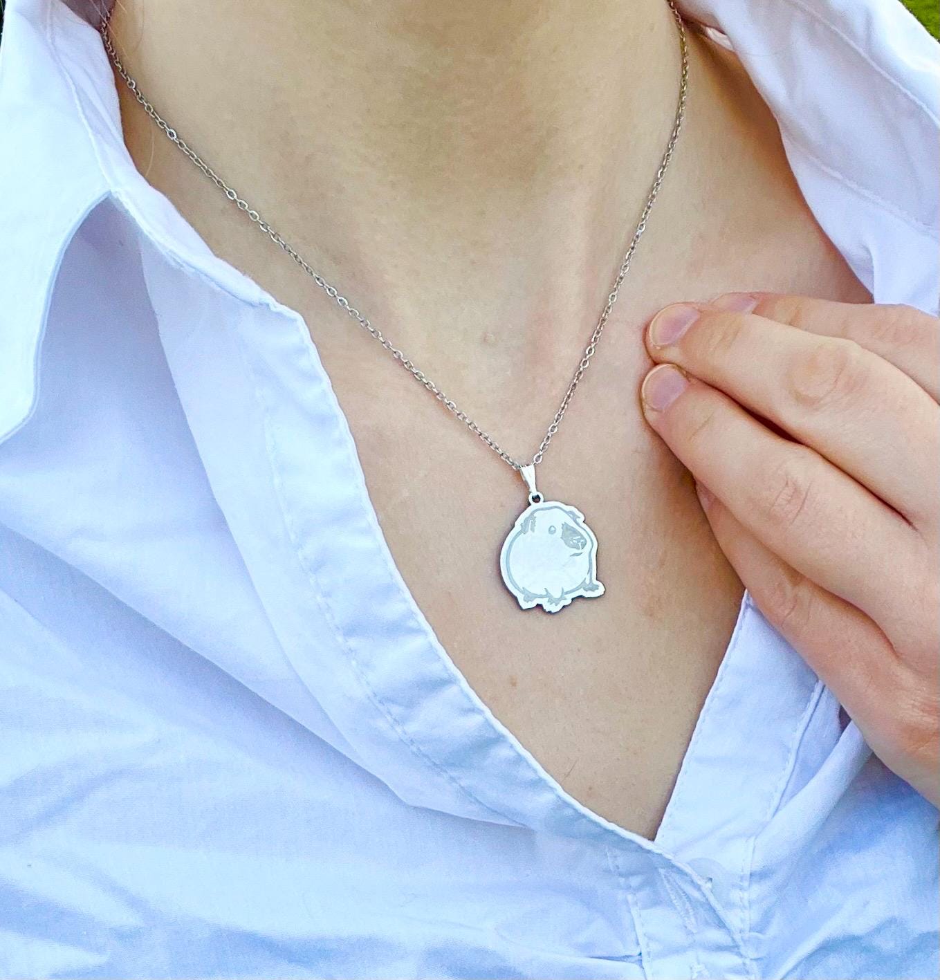 Guinea Pig Necklace Silver Gold Imitation Necklace for Guinea Pig Lover Gift for Guinea Pig Owner I love Guinea Pigs Jewelry