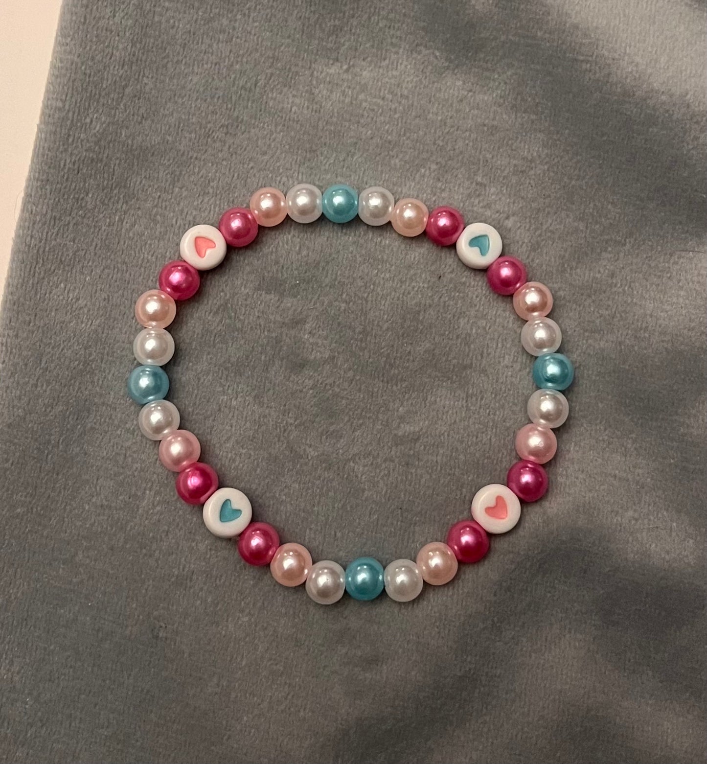 Femboy Bracelet Beaded Elastic with Hearts for Pride Season LGBTQ+ Jewelry Femboy flag colors