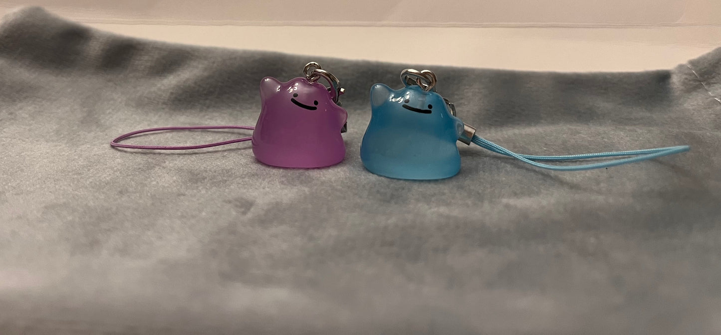 Luminous Ditto Phone Charm Pokémon Jewelry Ditto Keychain Pokémon Shiny Ditto Phonestrap for Pokémon Fan Gift
