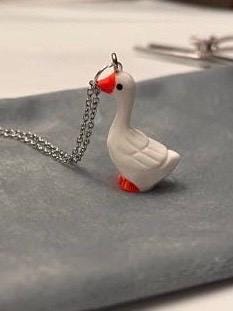 Goose Necklace Garlic Goose Charm Swan Garlic Shape Funny Geese Jewelry