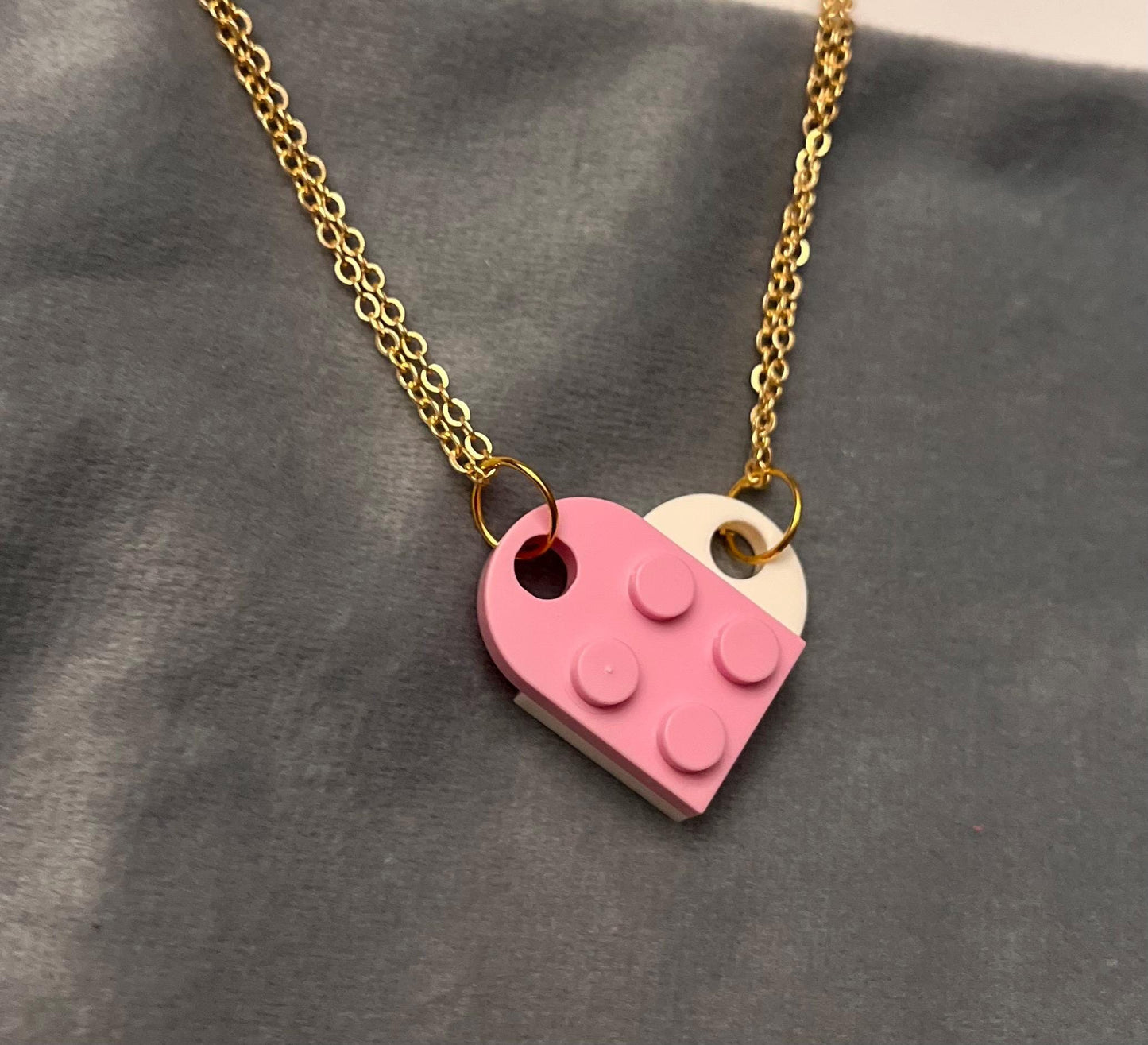 Lego Hjärta halsband för Par och Bästa Vänner Halsband Guld imitation Smycken Vänskapshalsband vänskapshjärta