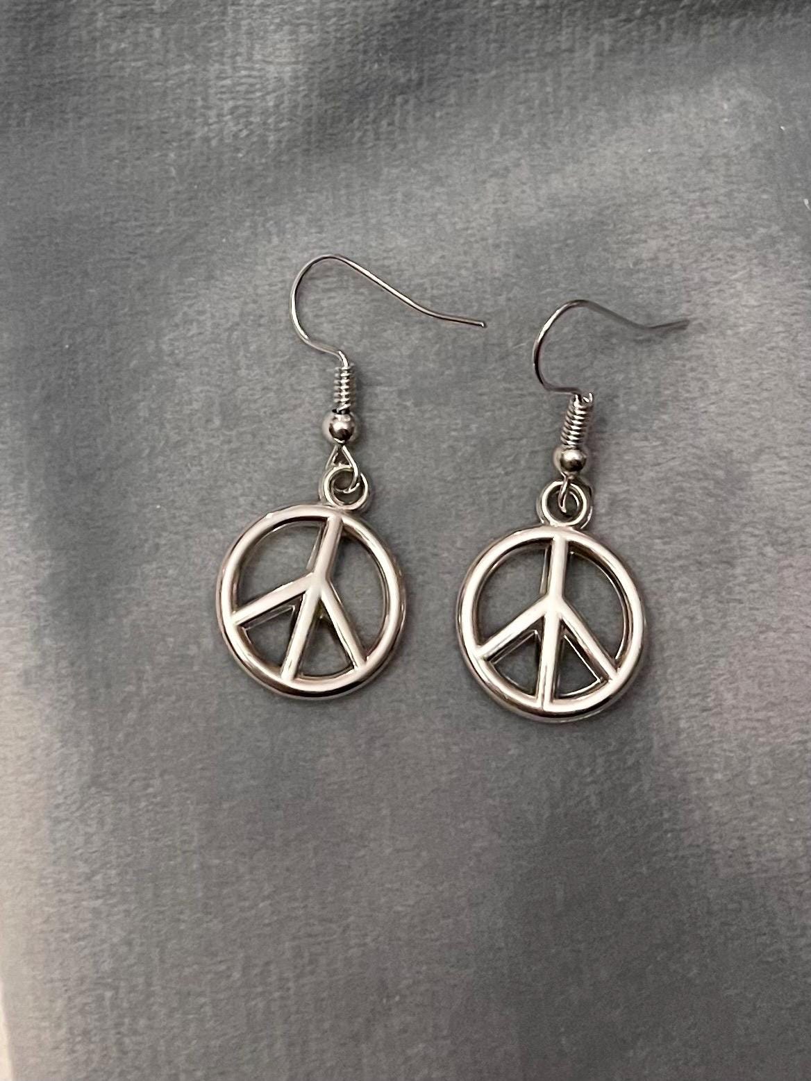 Peacemärken örhängen Fredssymbol Silverimitation Boho Örhängen Fredstecken