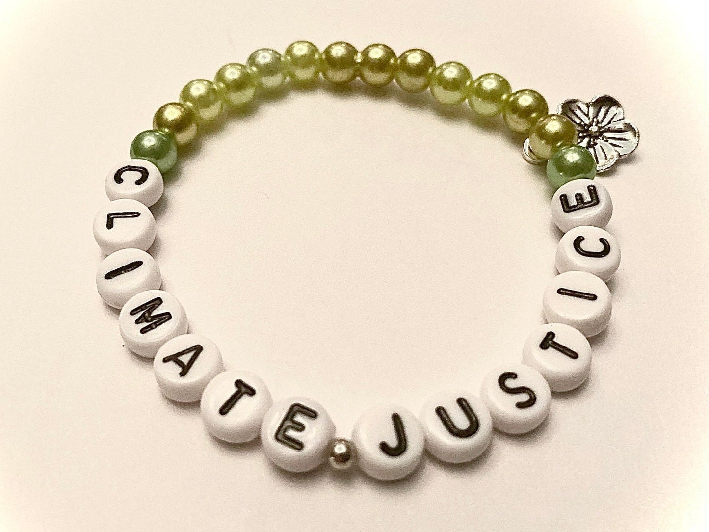 CLIMATE JUSTICE Armband pärlat elastiskt armband för miljöaktivist present till naturälskare Klimat smycken