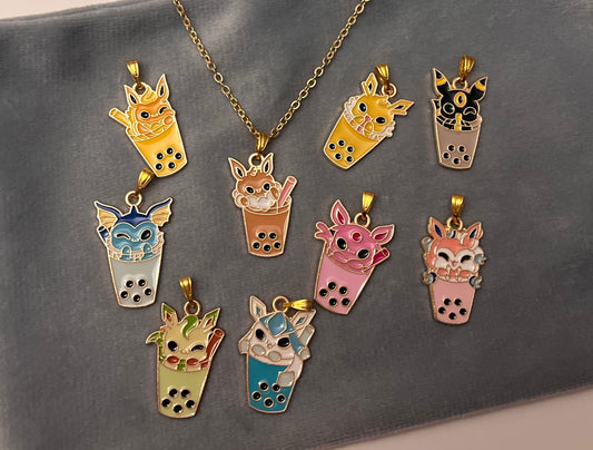Eeveelutions Necklace Pokemon Boba Tea Eeveelutions Bubble Tea Pokemon Lover Gift Eevee Necklace Milk Tea Eeveelution