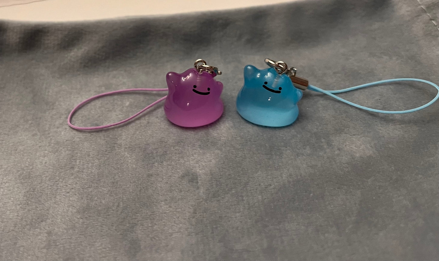 Luminous Ditto Phone Charm Pokémon Jewelry Ditto Keychain Pokémon Shiny Ditto Phonestrap for Pokémon Fan Gift