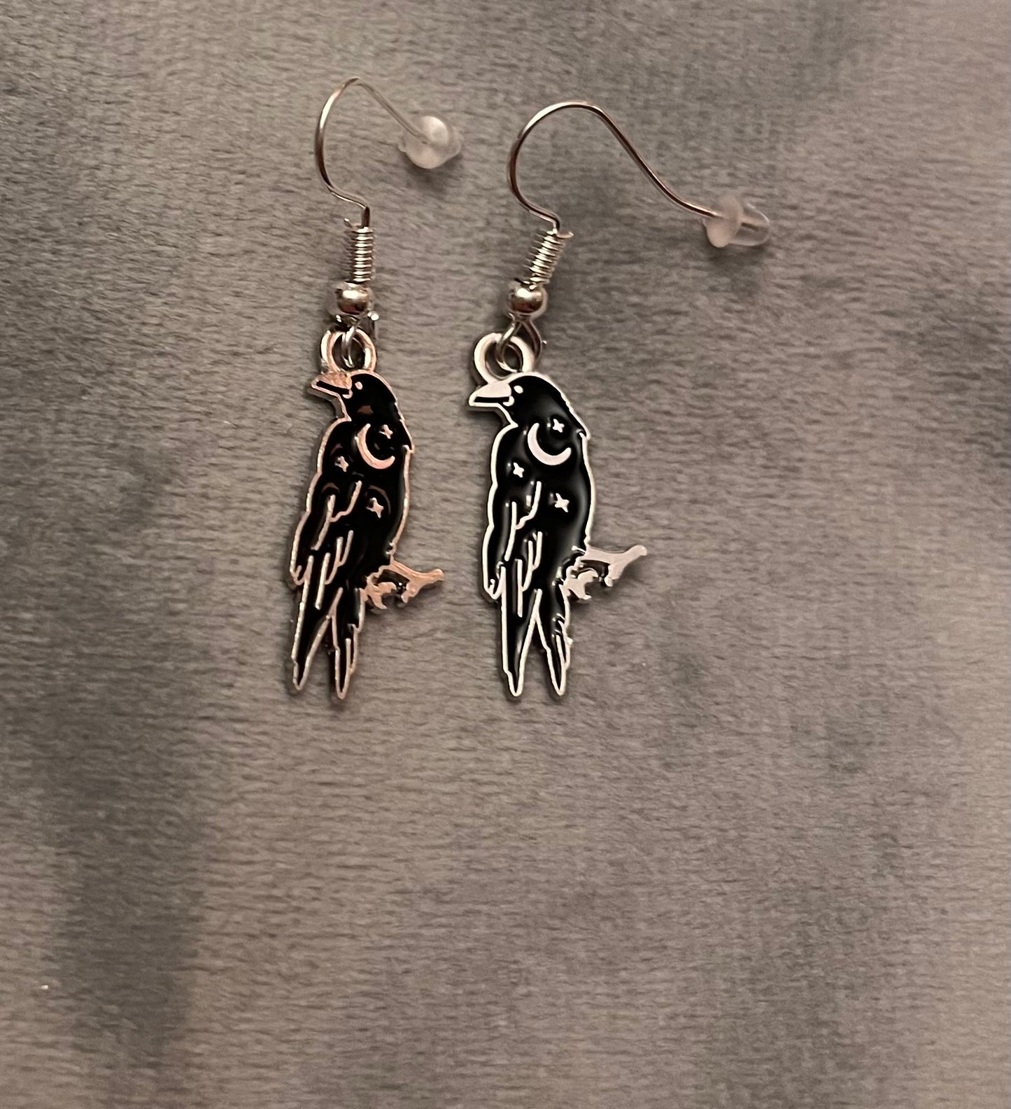 Magic Raven Earrings Crow Jewelry Wicca Gift Pagan Pendant Star Silver Imitation Crescent Moon Godess Jewelry