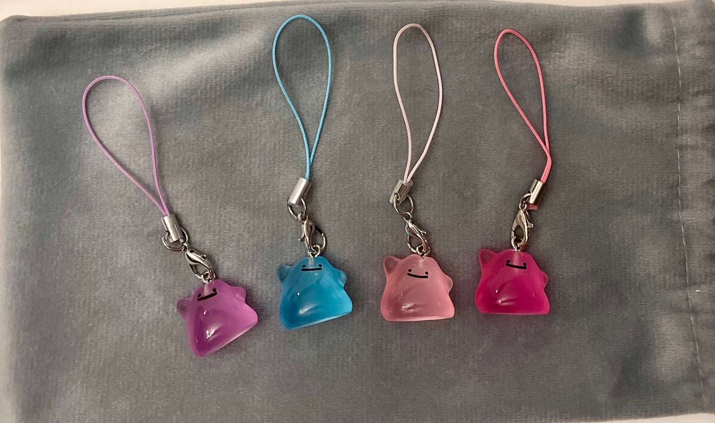 Luminous Ditto Phone Charm Pokémon Jewelry Ditto Keychain Pokémon Shiny Ditto Phonestrap for Pokémon Fan Gift