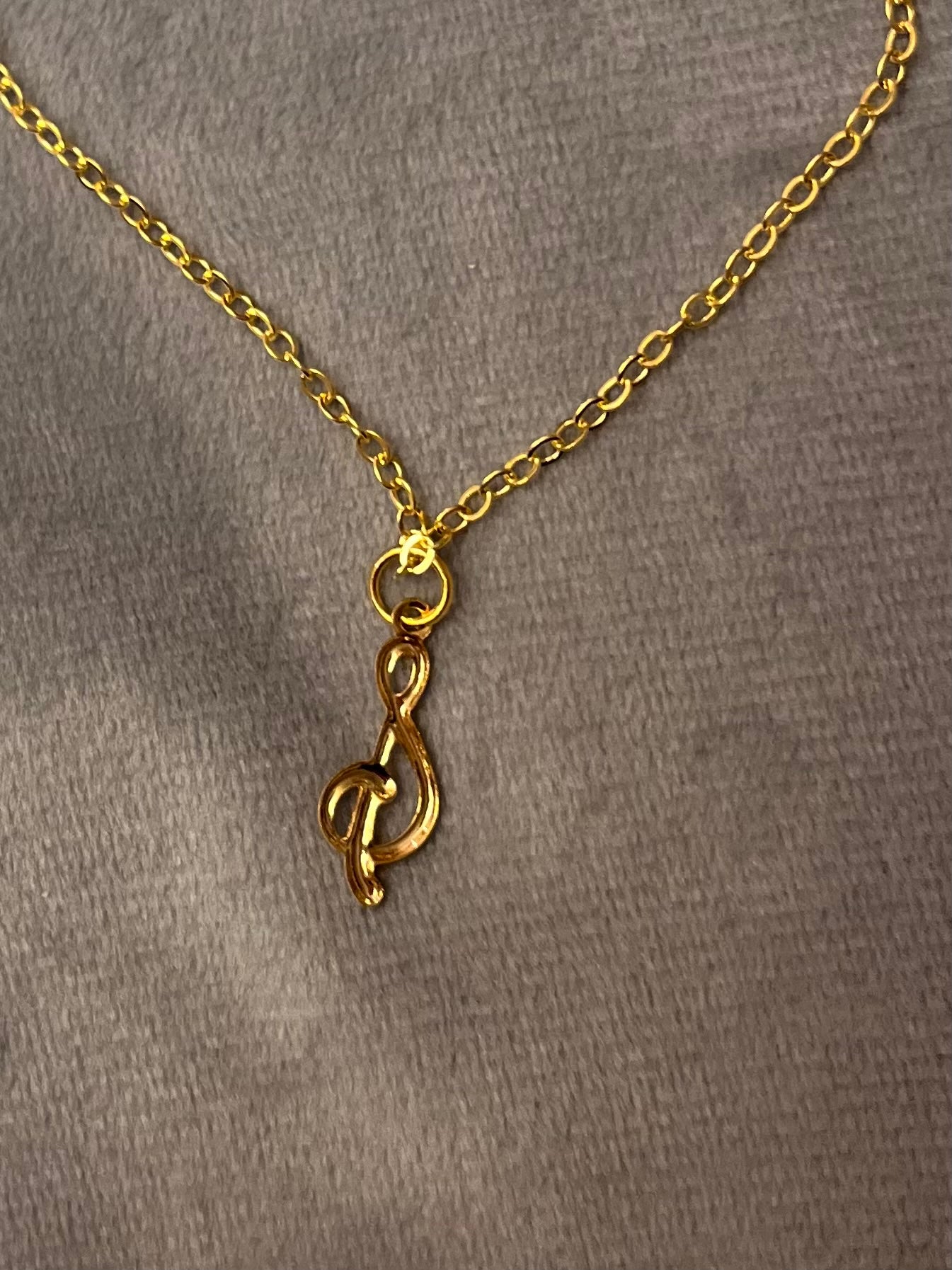 Treble Clef Necklace G-clef Charm Music Necklace Note Gold  Imitation