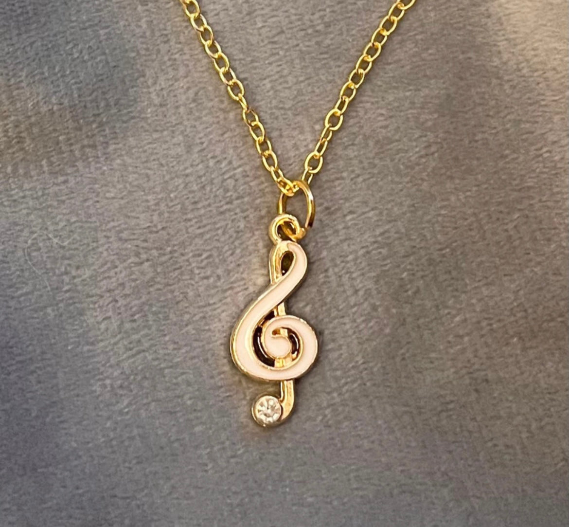 Treble Clef Necklace G-clef Charm Music Necklace Note Gold Imitation Bling Jewelry