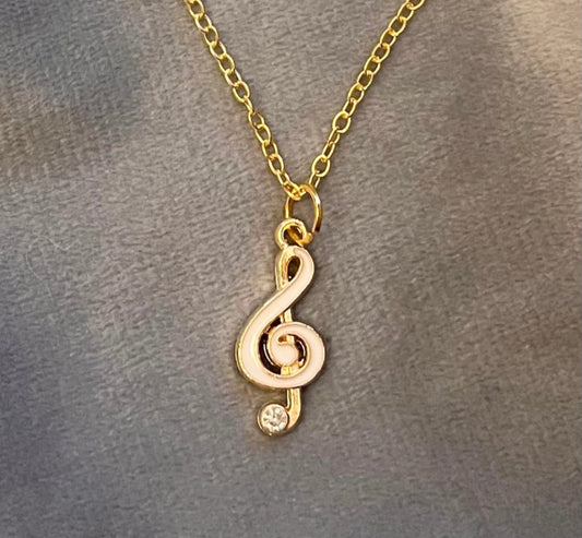 Treble Clef Necklace G-clef Charm Music Necklace Note Gold Imitation Bling Jewelry
