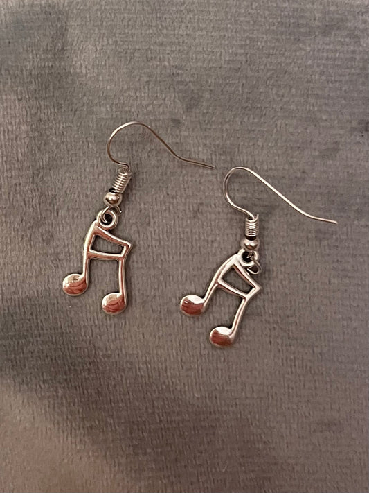 Musical Notes Earrings Music Lover Gift Musician Drop dangle earrings Silver Imitation