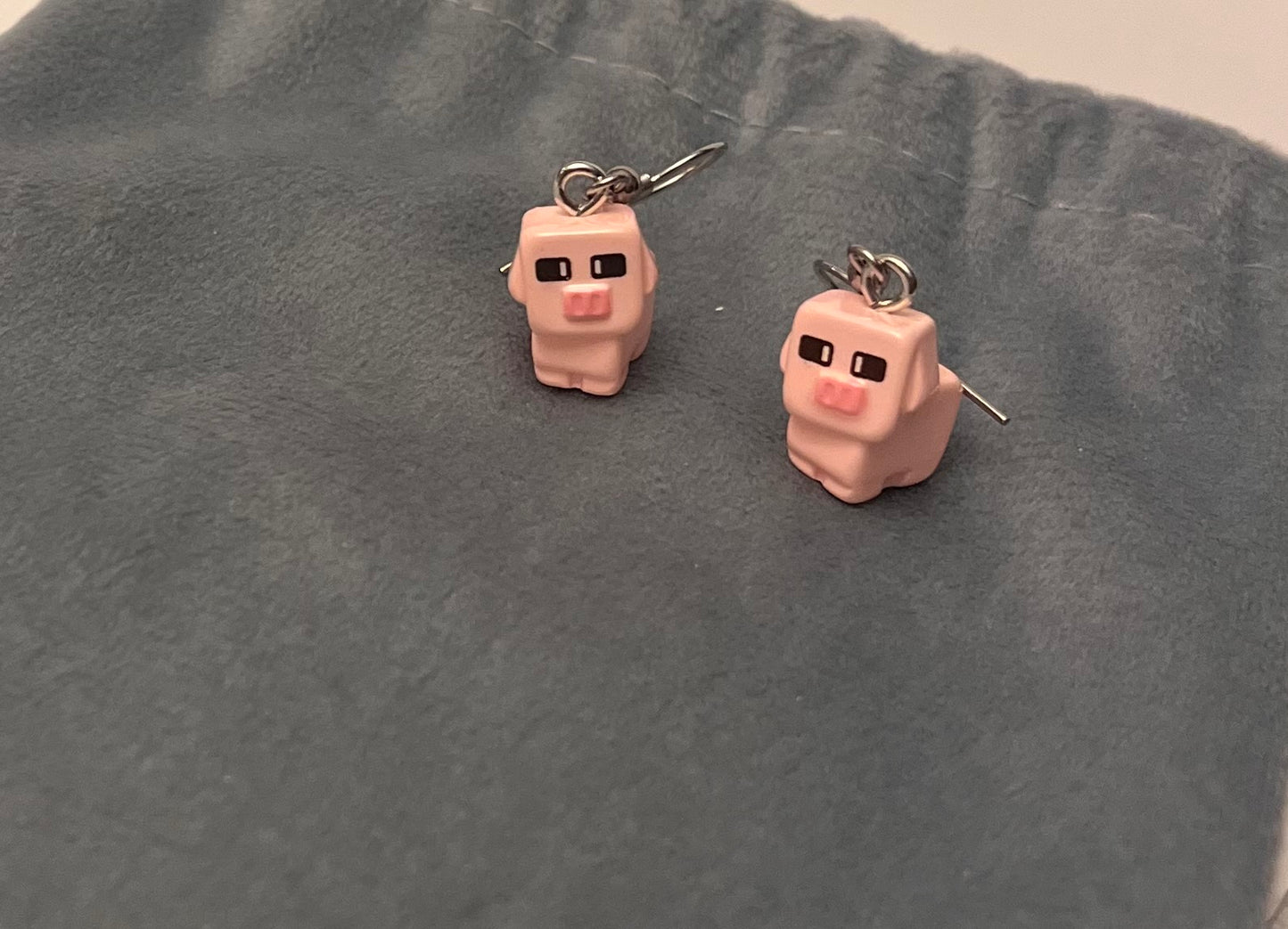 Minecraft Pig Earrings Drop Dangle Minecraft Jewelry Pig Charms