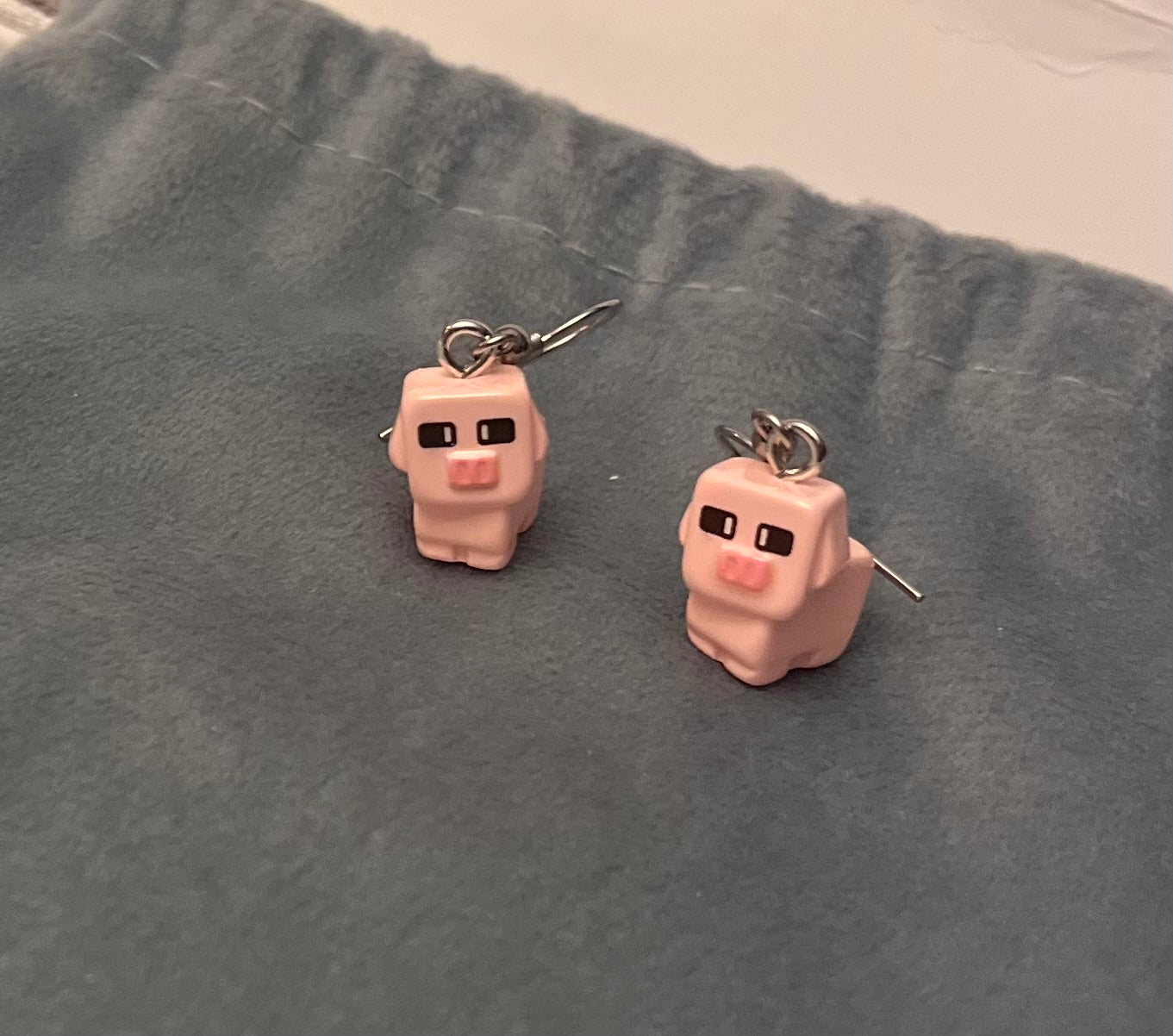 Minecraft Pig Earrings Drop Dangle Minecraft Jewelry Pig Charms