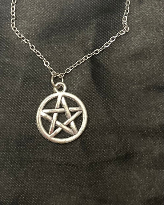 Pentacle Necklace Pentagram Wicca Gift Pagan Pendant Star Silver Imitation Goddess Jewelry