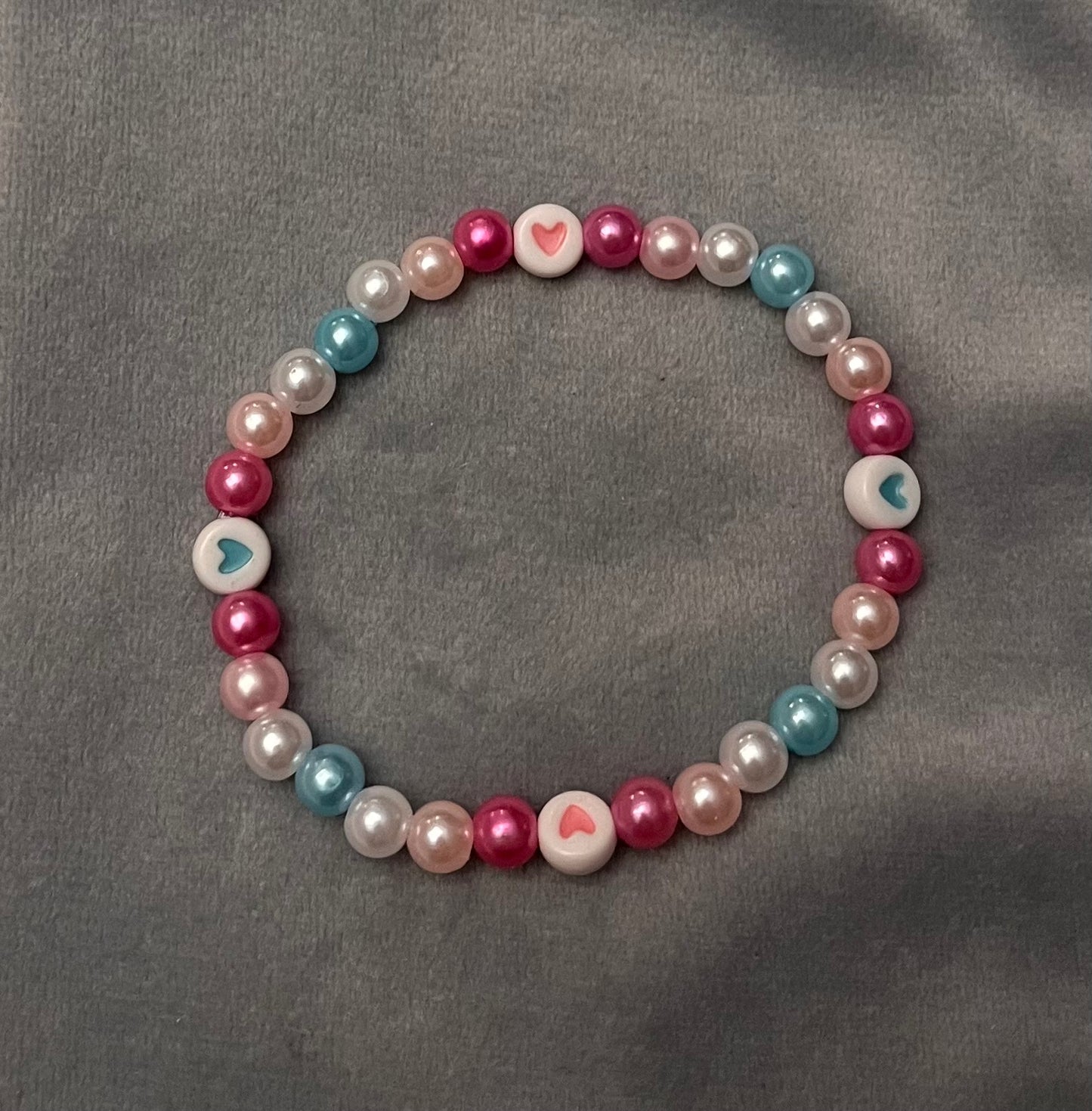 Femboy Bracelet Beaded Elastic with Hearts for Pride Season LGBTQ+ Jewelry Femboy flag colors