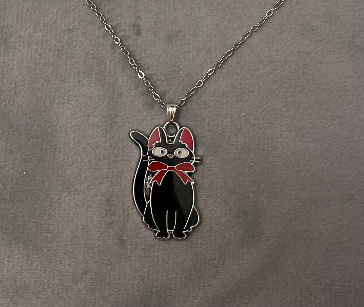 Jiji Necklace Silver Imitation Black Cat Necklace Studio Ghibli Jewelry