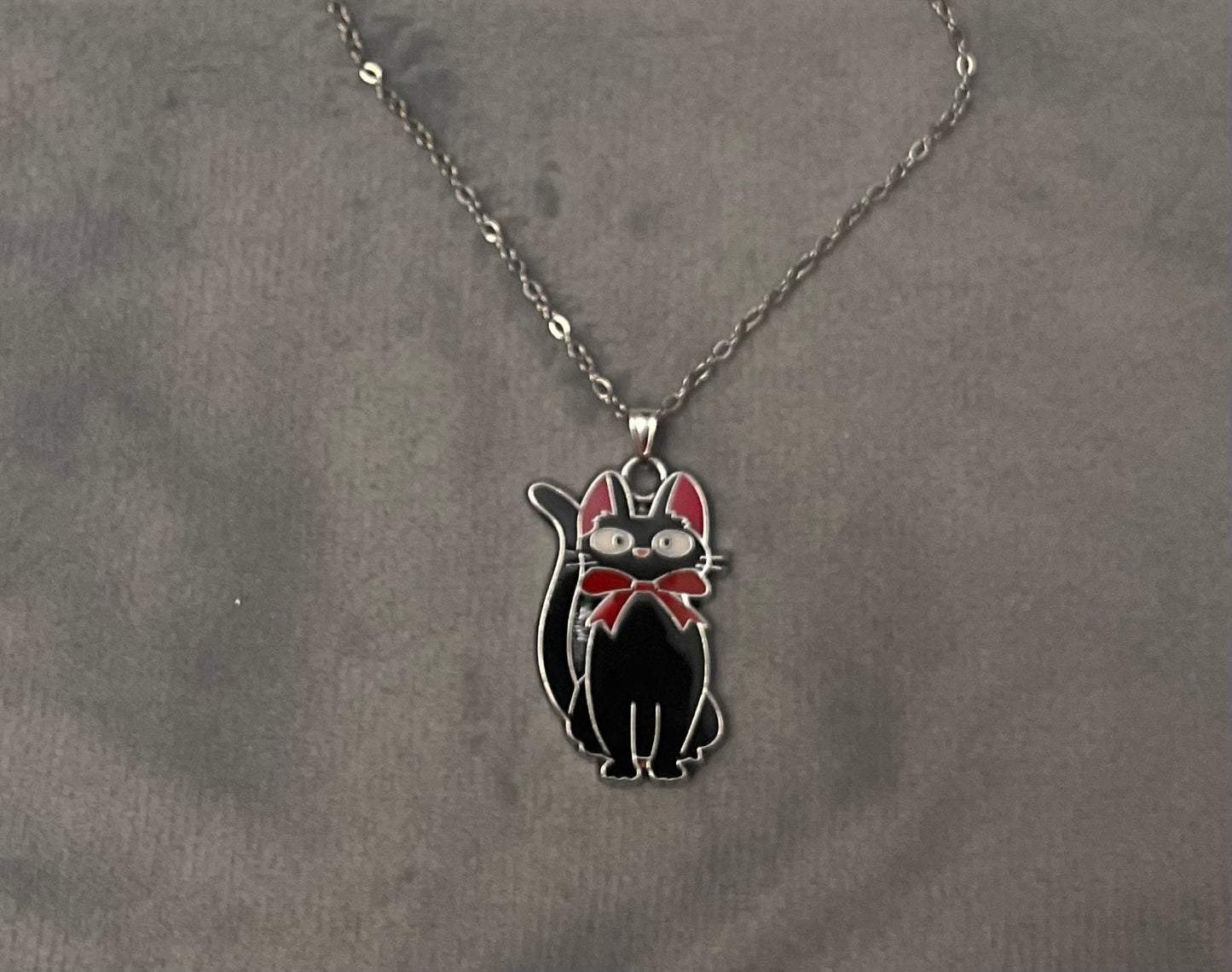 Jiji Necklace Silver Imitation Black Cat Necklace Studio Ghibli Jewelry
