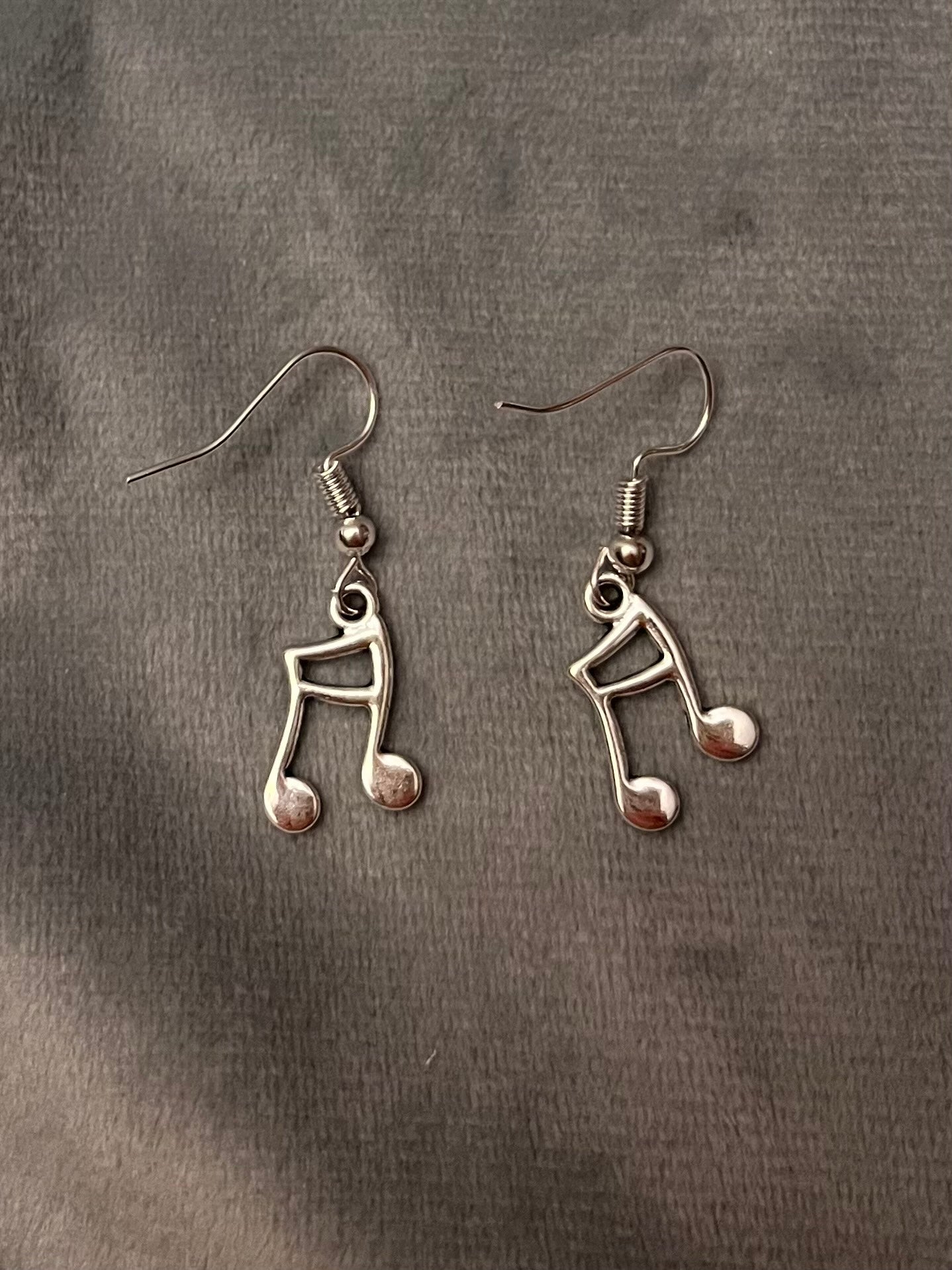 Musical Notes Earrings Music Lover Gift Musician Drop dangle earrings Silver Imitation