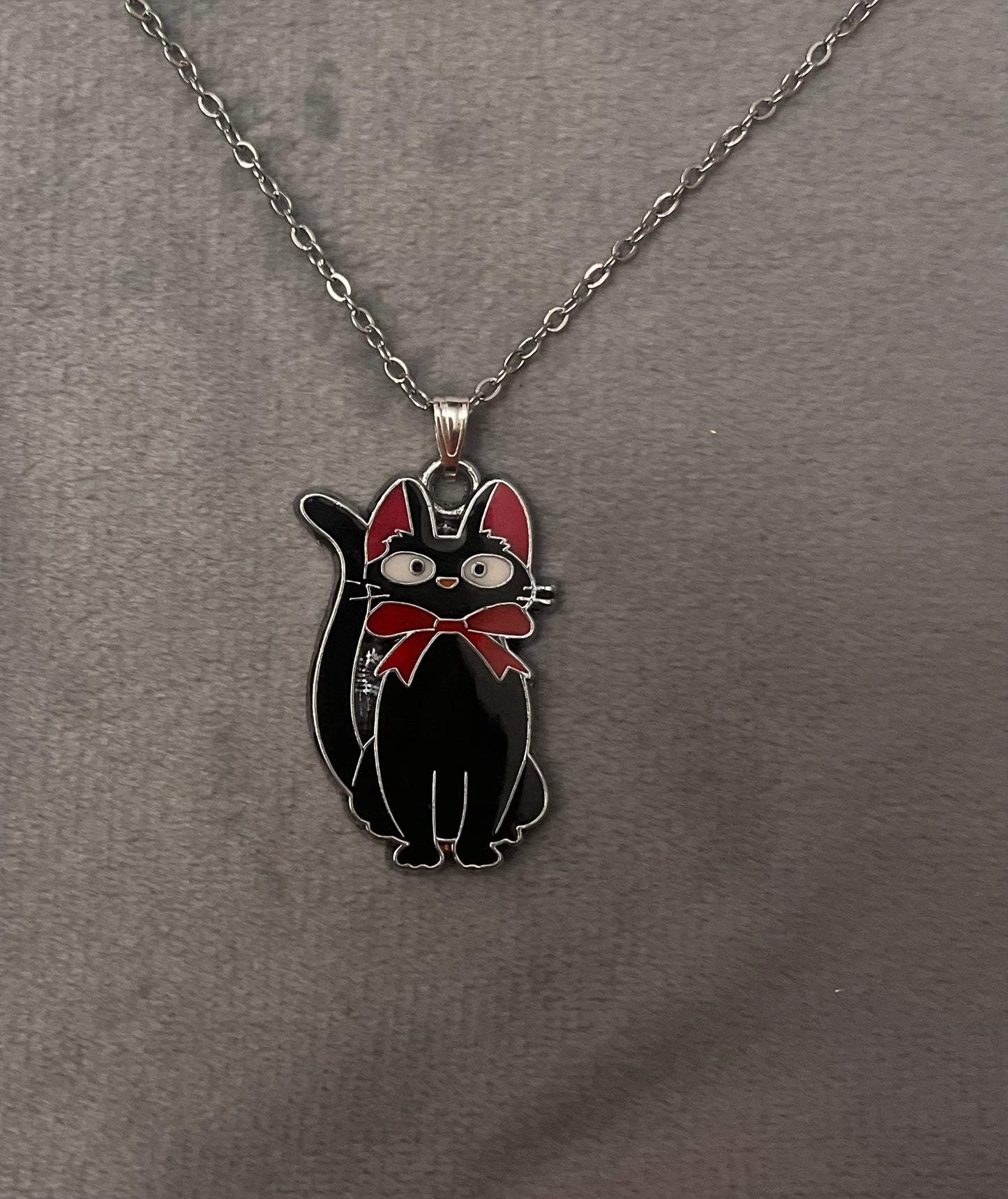 Jiji Necklace Silver Imitation Black Cat Necklace Studio Ghibli Jewelry