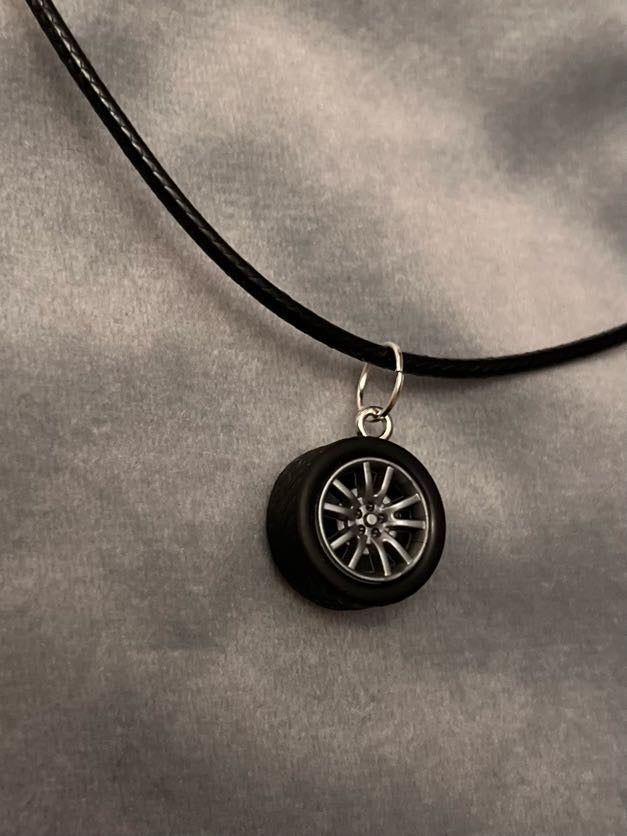 Car Tire Necklace with Wheel Pendant for Car Lover Gift for Vehicle Enthusiast Jewelry Car