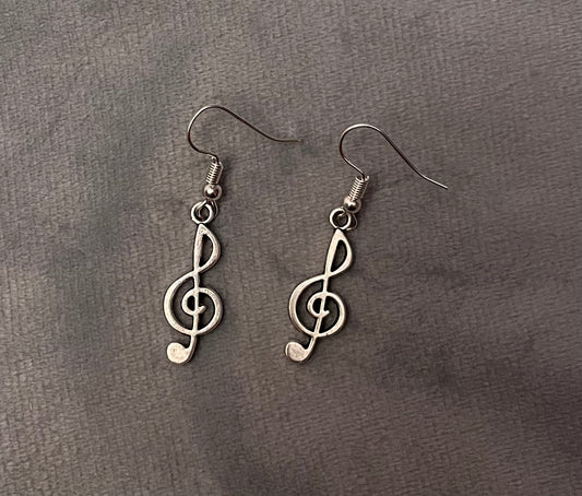 Treble Clef Earrings G-clef Charm Music Earrings Note Silver Imitation