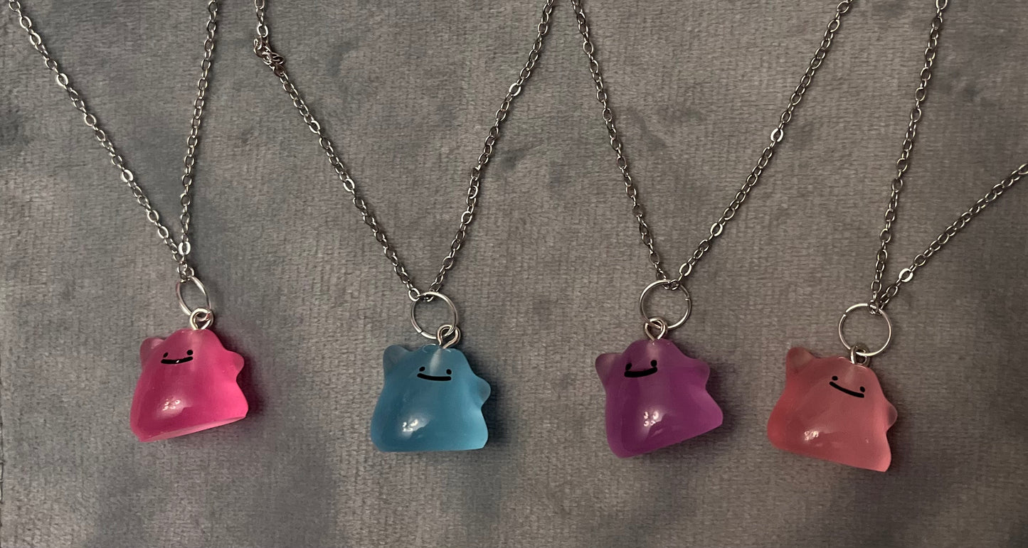 Luminous Ditto Necklace Pokémon Jewelry Ditto Pendant Video Game Necklace for Pokémon Fan Shiny Ditto Luminary Nintendo merch